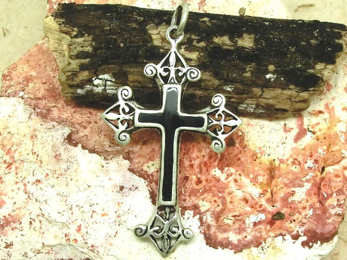 Kreuz emaille schwarz 925 - kreuz,